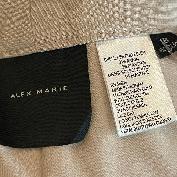 Alex Marie Tan Dress Slacks with Flat Front and Tapered Leg - Picture 4 of 4